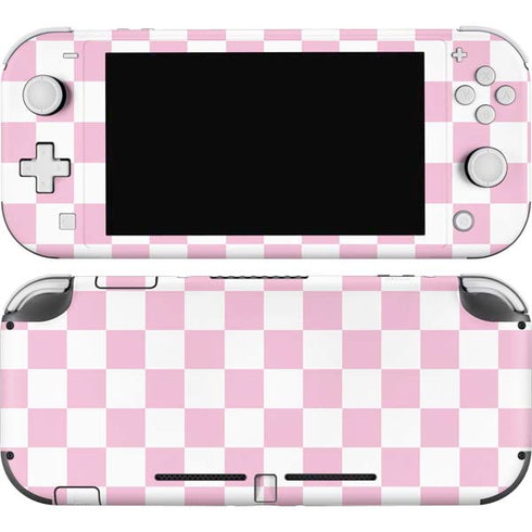 Pink and White Checkerboard Nintendo Switch Lite Skin
